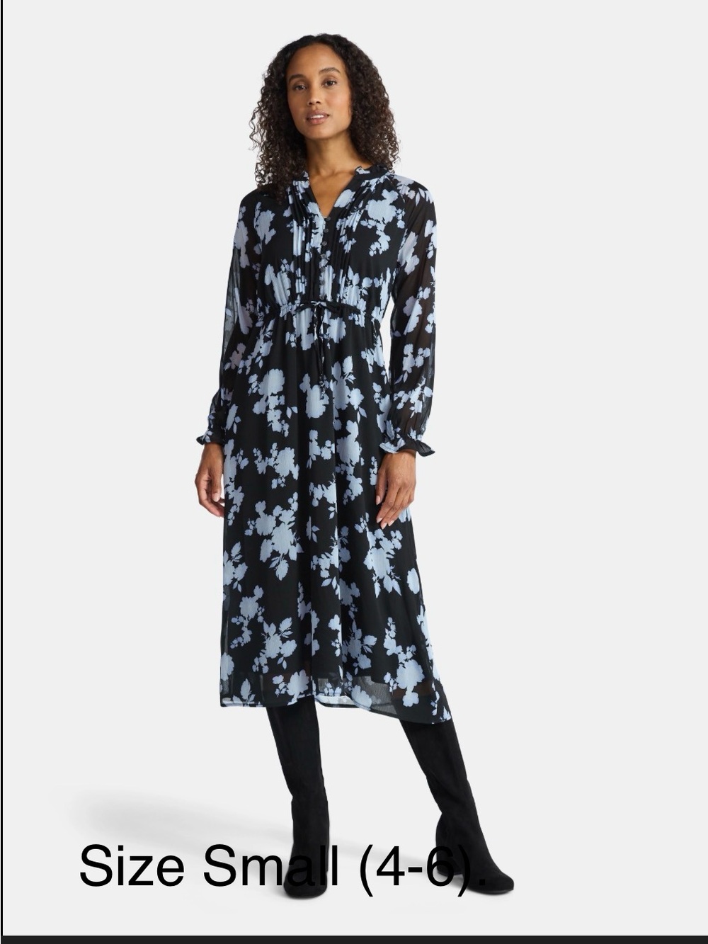 6/$20 Time and Tru Pintuck MIDI-Dress  Long Sleeve NWT S (4-6)